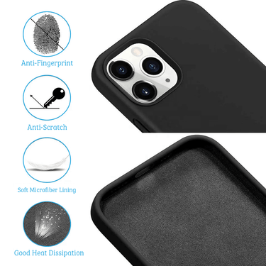 iPhone 15 Liquid Silicone Case Cover - Washable, Shock-Proof, Drop-Resistant, Ultra-Soft, Scratch-Free, Durable- Black